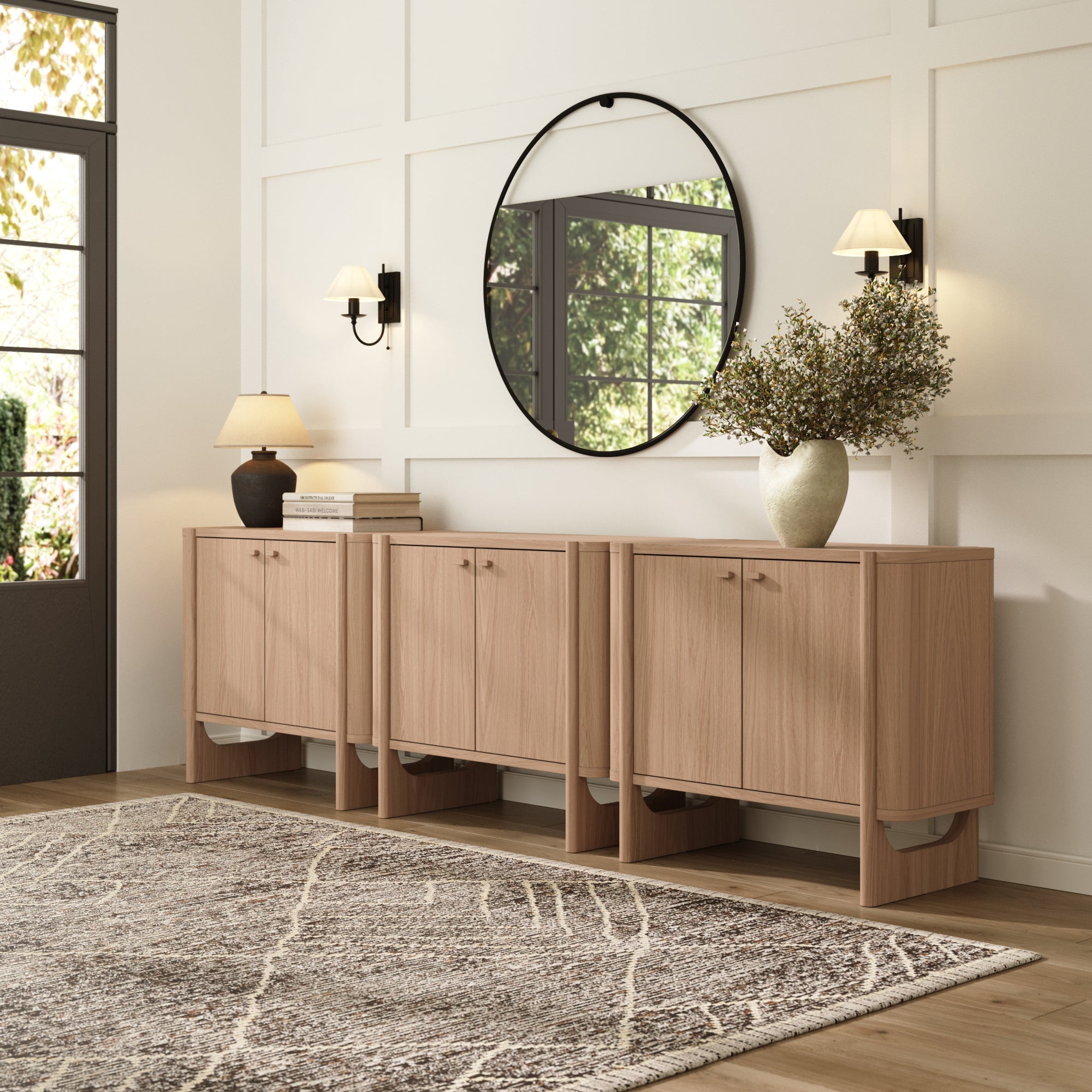 Mid-Century Modern Solid Wood Accent Cabinet Credenza