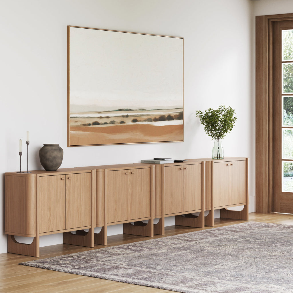 Large Mid-Century Modern Solid Wood Credenza