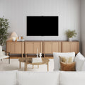 Mid-Century Wood TV Console Raw Oak for TVs up to 100"