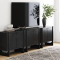 Mid-Century Wood TV Console Black for TVs up to 75"