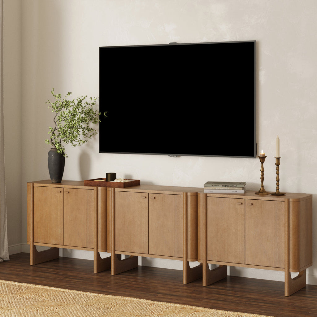 Mid-Century Modern Solid Wood Accent Cabinet Credenza