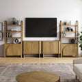 Wooden Arched Entertainment Center with Storage and Bookcase for 65" TVs