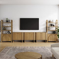 Wooden Arched Entertainment Center with Storage and Bookcase for 75" TVs