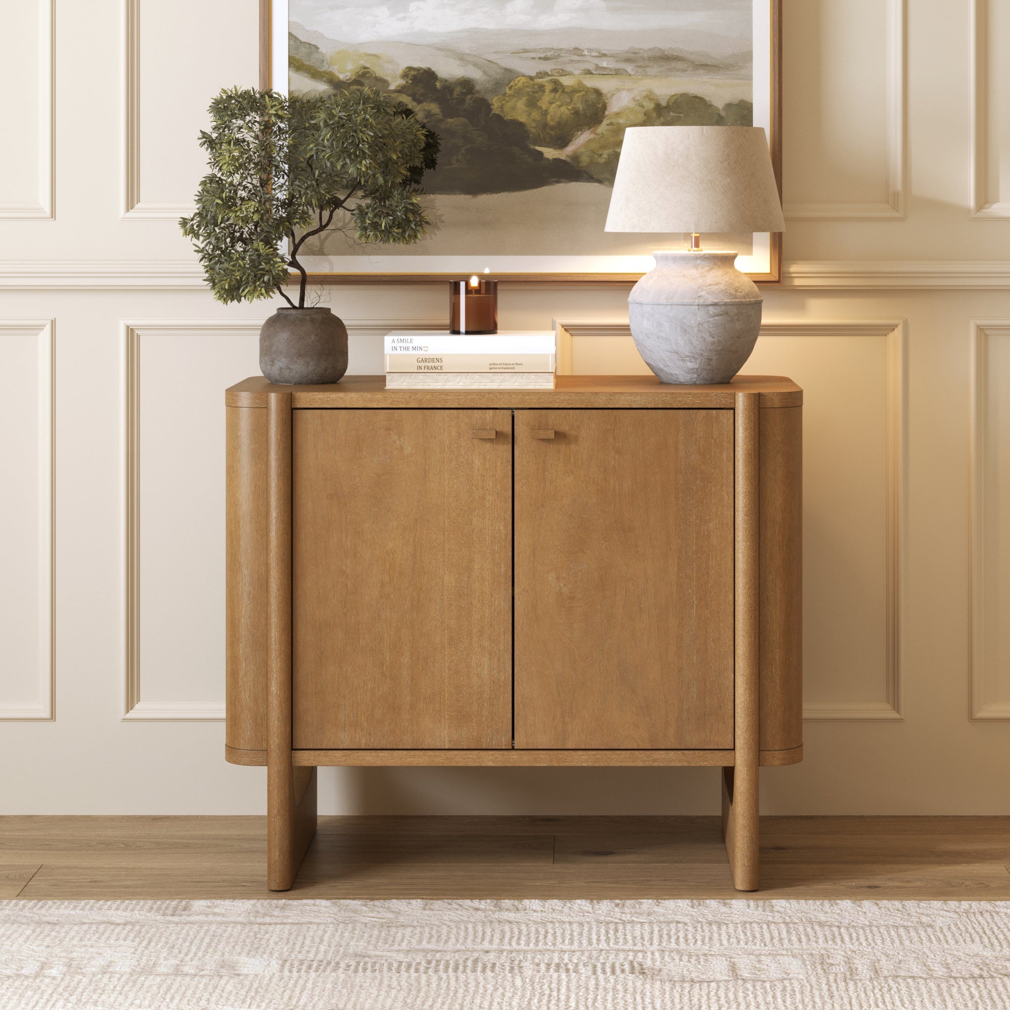 Mid-Century Modern Solid Wood Accent Cabinet