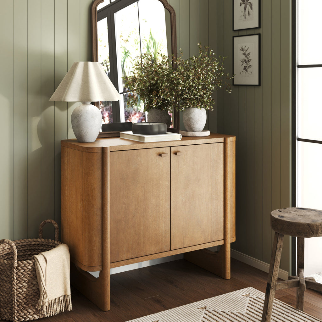 Mid-Century Modern Solid Wood Accent Cabinet