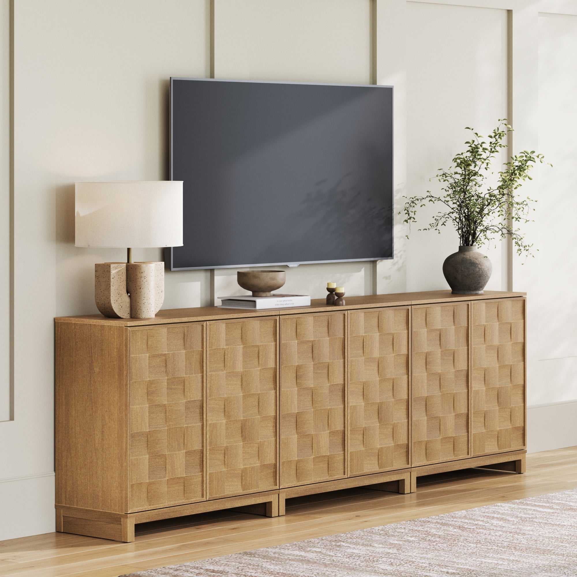 Mid Century Modern Bar Cabinet Credenza with Doors
