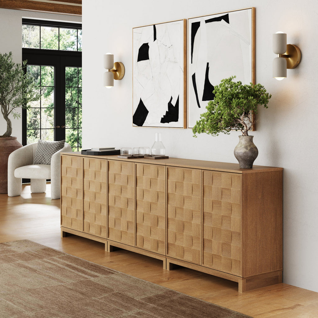 Mid Century Modern TV Stand Console with Doors for TVs up to 75"