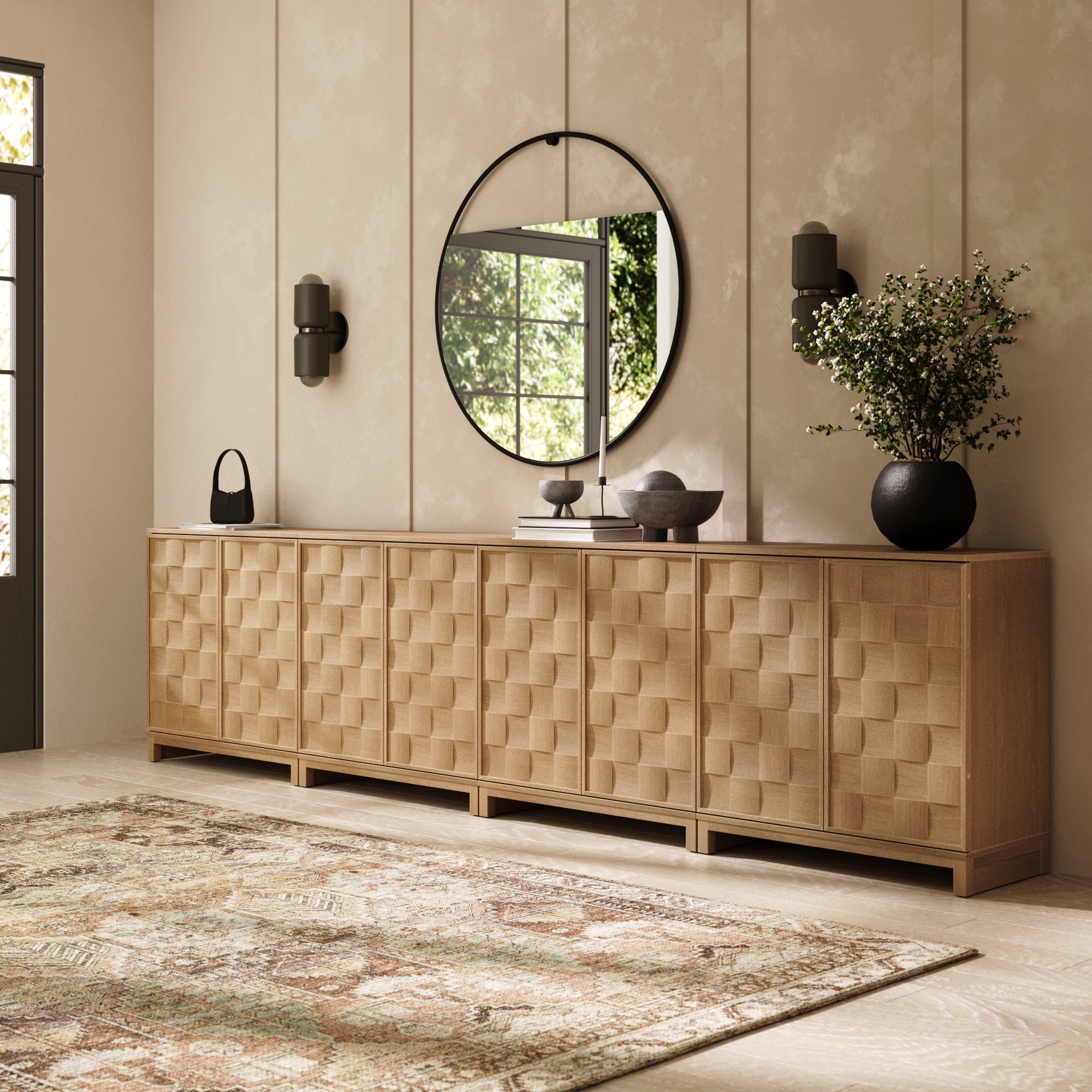 Mid Century Modern Bar Cabinet Credenza with Doors