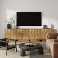 Wooden TV Console with Antique Carved Doors for TVs up to 100"