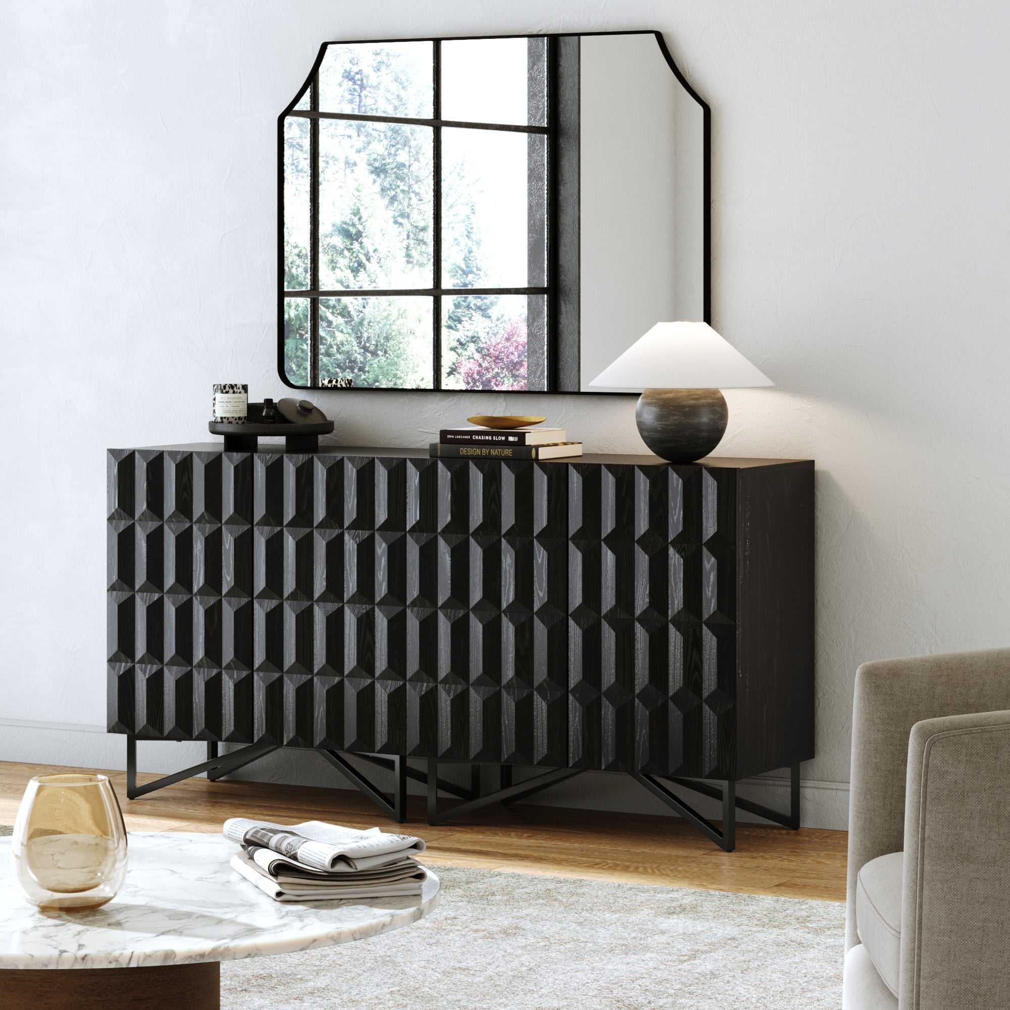 Modern TV Console with Textured Front for TVs up to 65"