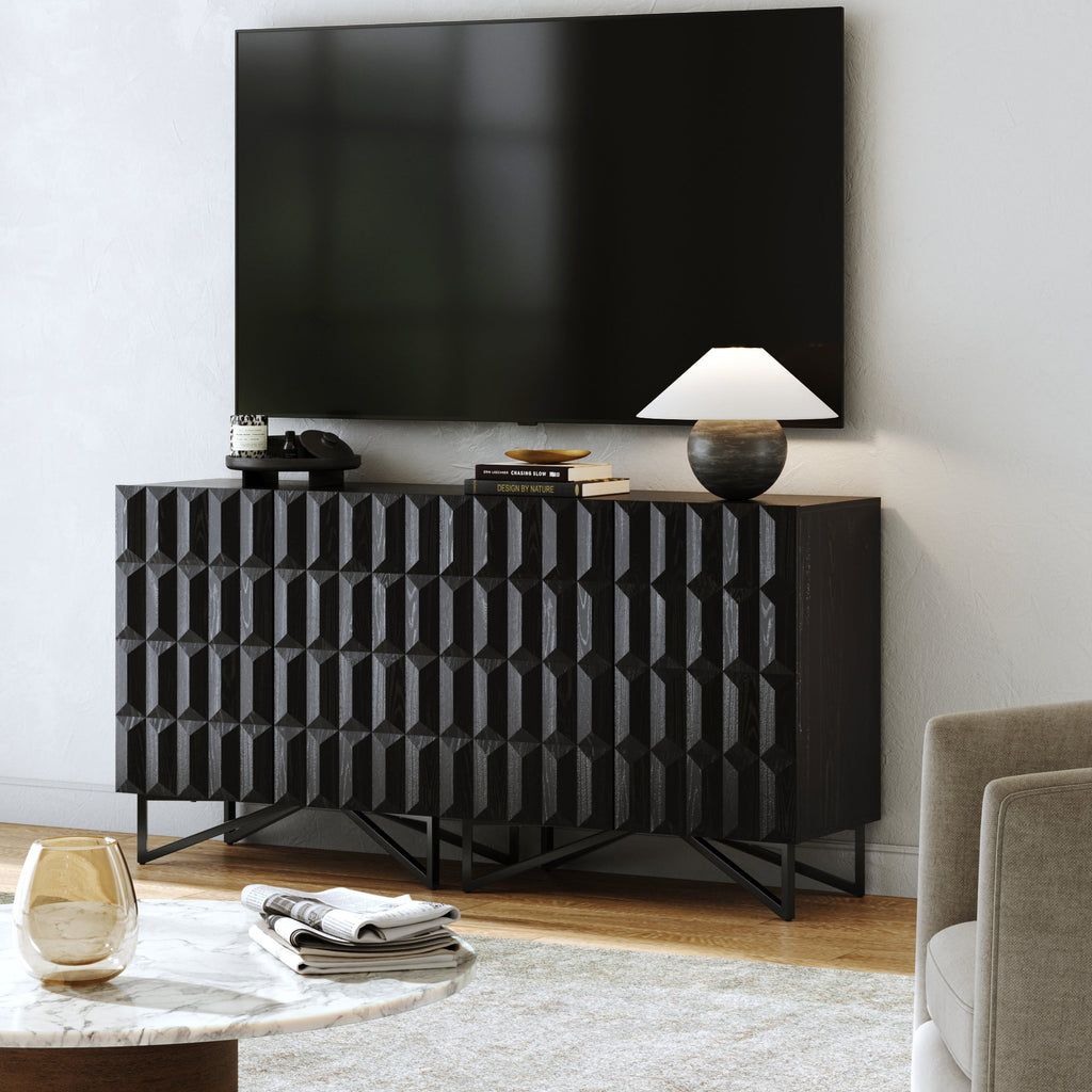 Modern TV Console with Textured Front for TVs up to 65"