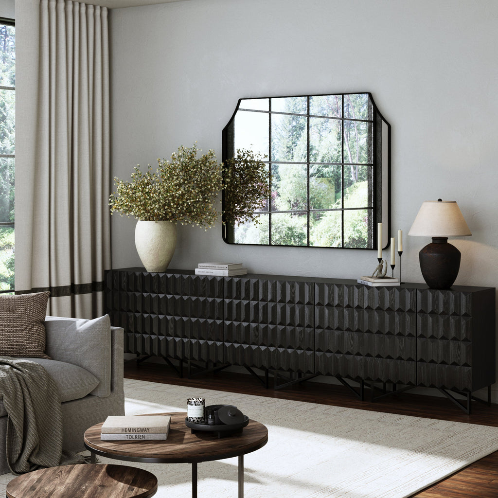 Modern TV Console with Textured Front for TVs up to 100"