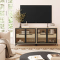 Glass TV Stand Console Cabinet with Doors for TVs up to 65"