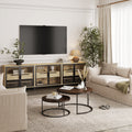 Glass TV Stand Console Cabinet with Doors for TVs up to 75"