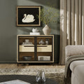 Two-Door Glass Accent Cabinet with Drawer
