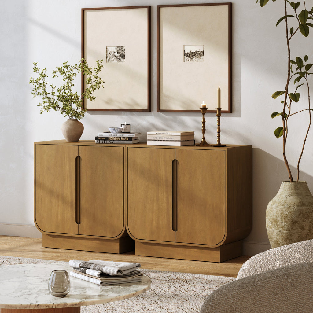 Wooden Arched Accent Cabinet or Kitchen Credenza