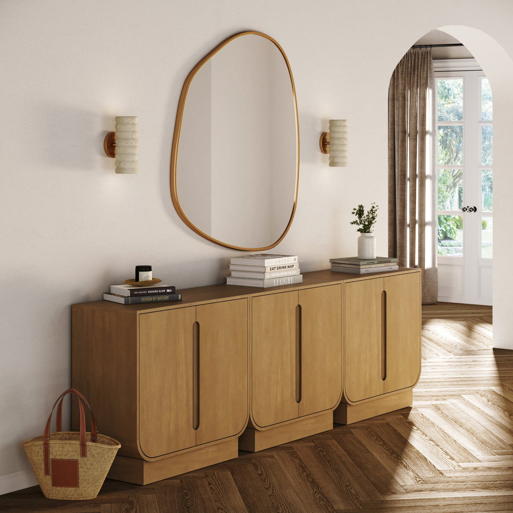 Wooden Arched TV Console Stand Light Brown for TVs up to 75"