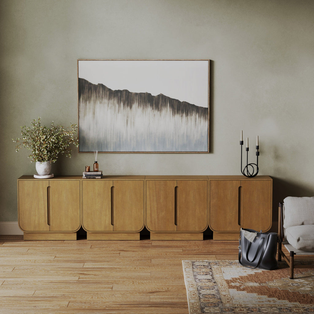Wooden Arched TV Console Stand Light Brown for TVs up to 100"