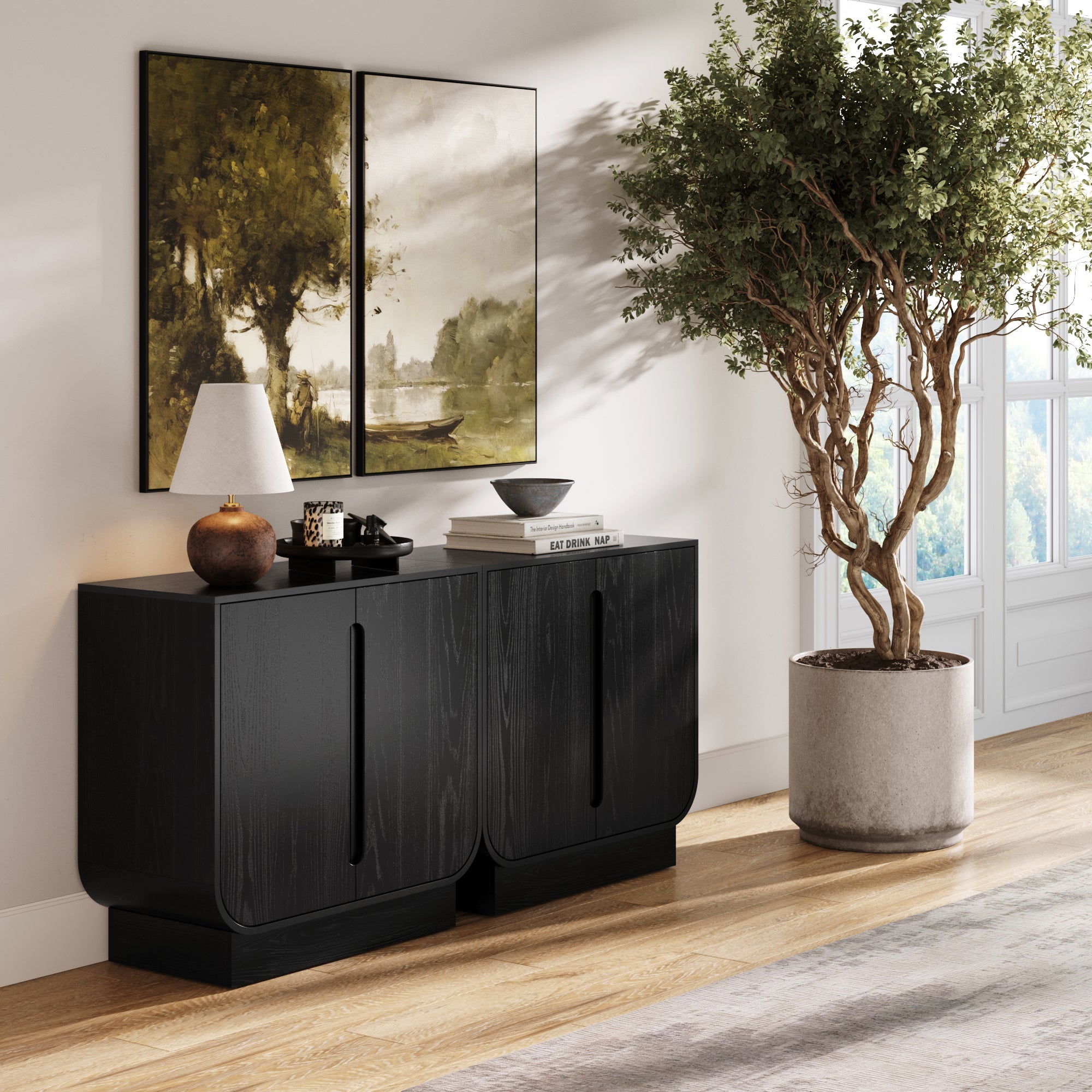 Wooden Arched Accent Cabinet or Kitchen Credenza