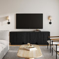 Wooden Arched TV Console Stand Black Oak for TVs up to 75"