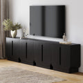 Wooden Arched TV Console Stand Black Oak for TVs up to 100"