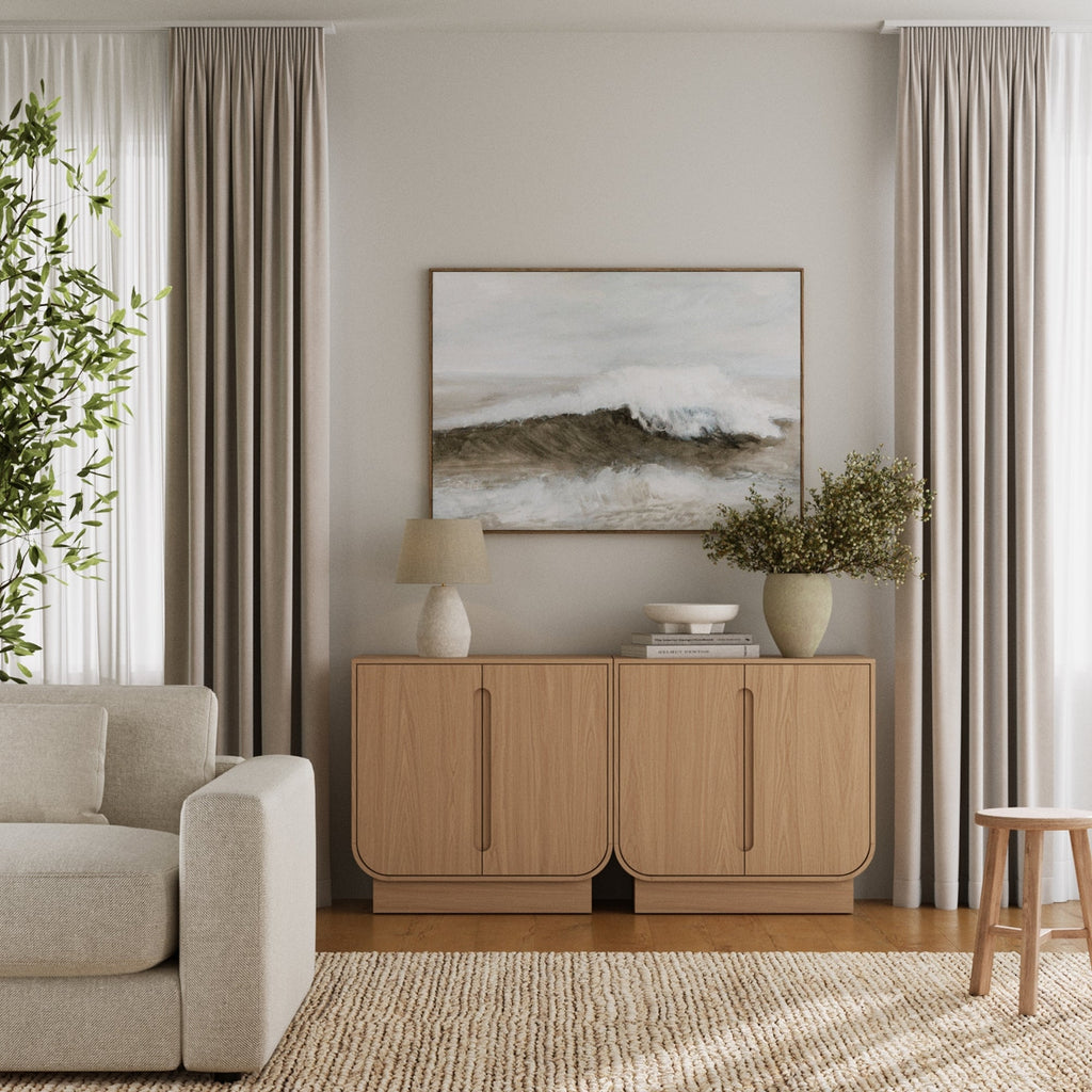 Wooden Arched Accent Cabinet or Kitchen Credenza