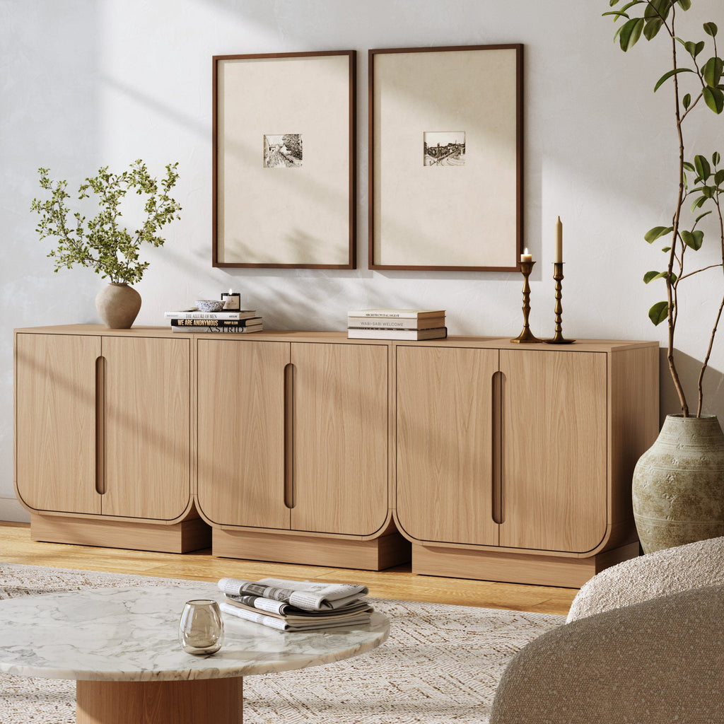 Wooden Arched Accent Cabinet or Kitchen Credenza