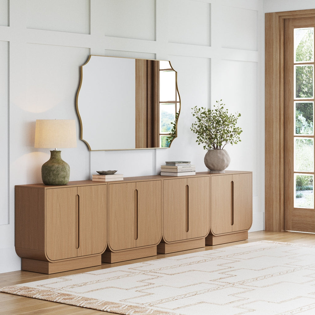 Wooden Arched Large Credenza Cabinet