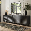 Wooden Credenza Cabinet with Sculpted Door
