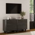 Modern Solid Wood TV Stand Cabinet with Sculpted Door for TVs up to 65"