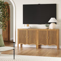 Wood Transitional Fluted TV Console Light Brown for TVs up to 65"