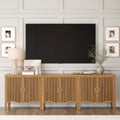 Wood Transitional Fluted TV Console Light Brown for TVs up to 75"