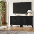 Wood Transitional Fluted TV Console Black Oak for TVs up to 65"