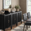 Wood Transitional Fluted Cabinet Credenza