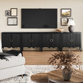 Wood Transitional Fluted TV Console Black Oak for TVs up to 100"