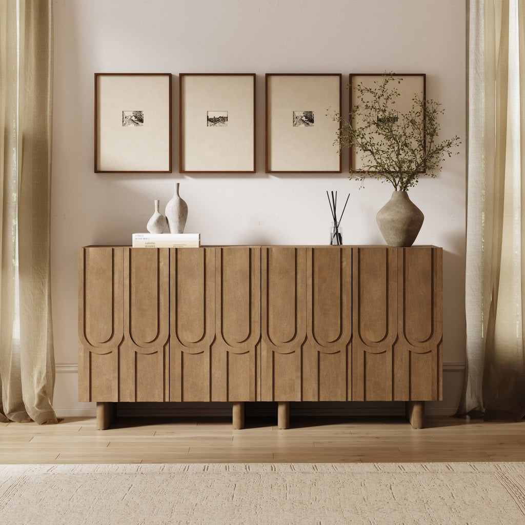 Mid Century TV Console Table with Storage for TVs up to 65"