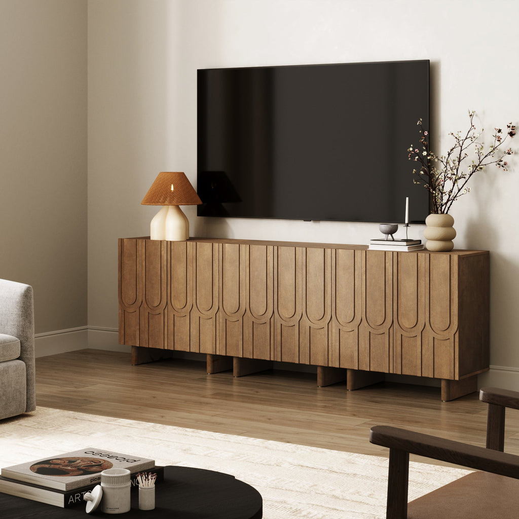 Mid Century TV Console Table with Storage for TVs up to 75"