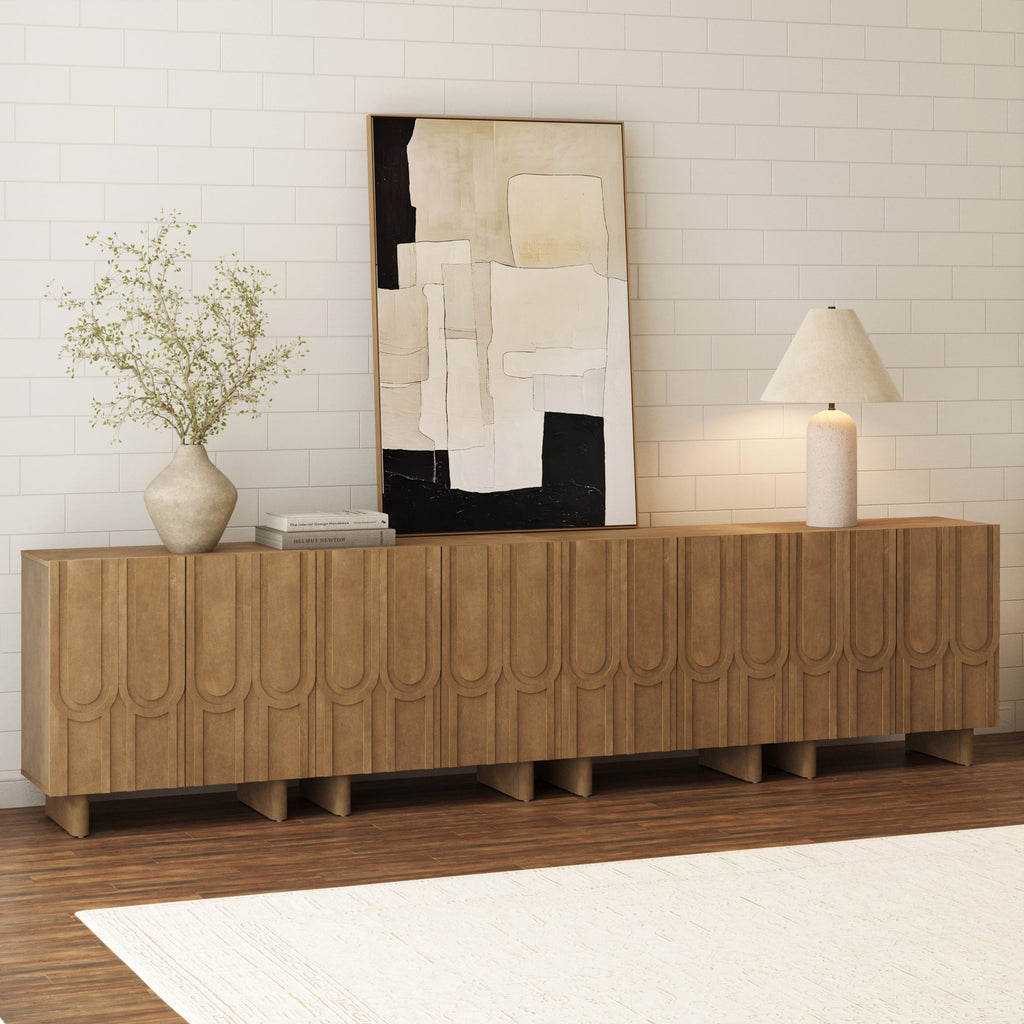 Mid Century TV Console Table with Storage for TVs up to 100"