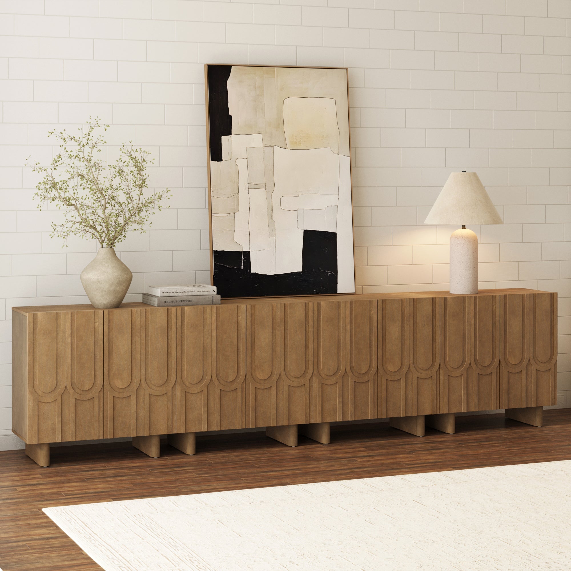 Mid Century TV Console Table with Storage for TVs up to 100"