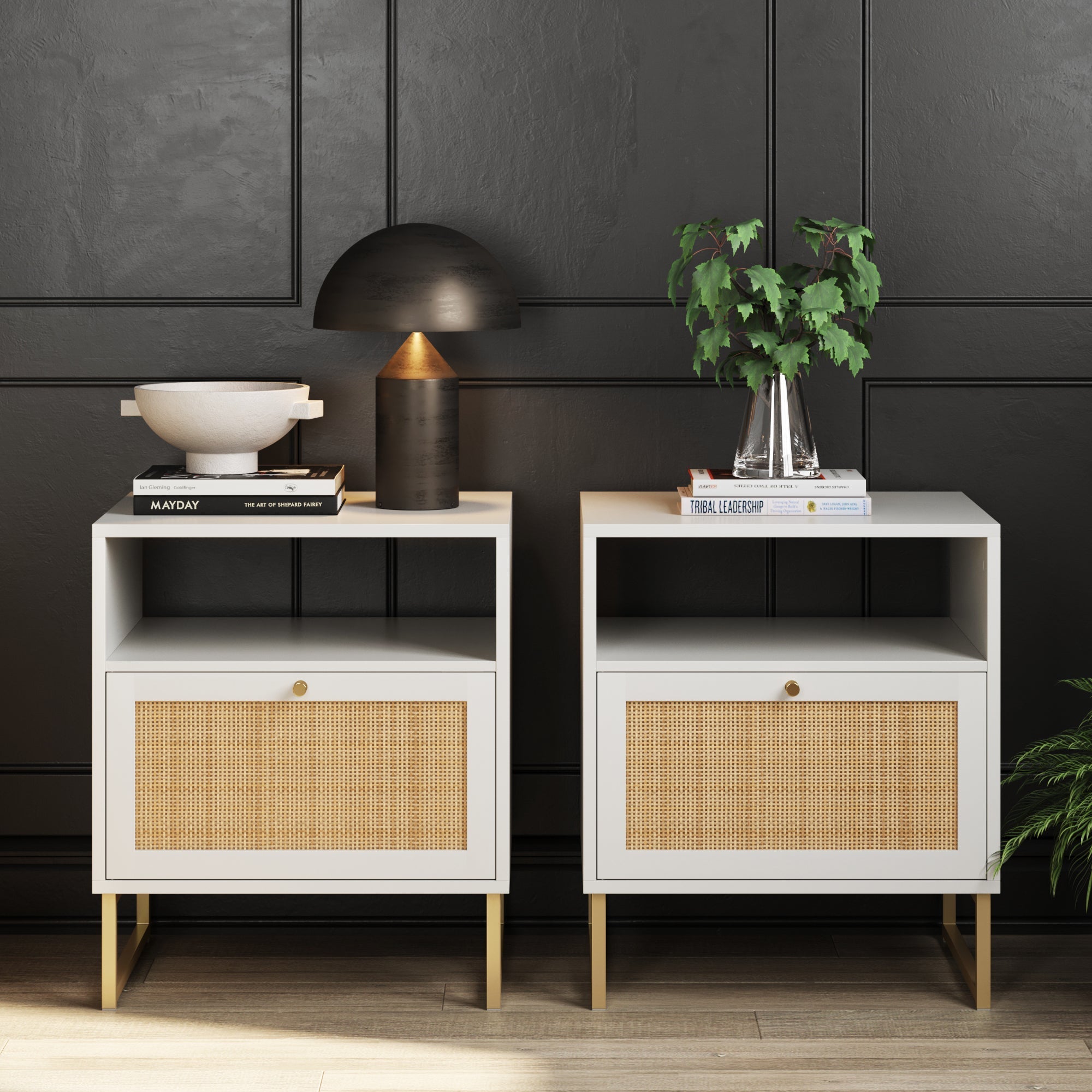Rattan & Wood Nightstand