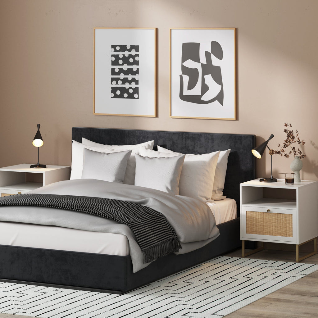 Rattan & Wood Nightstand