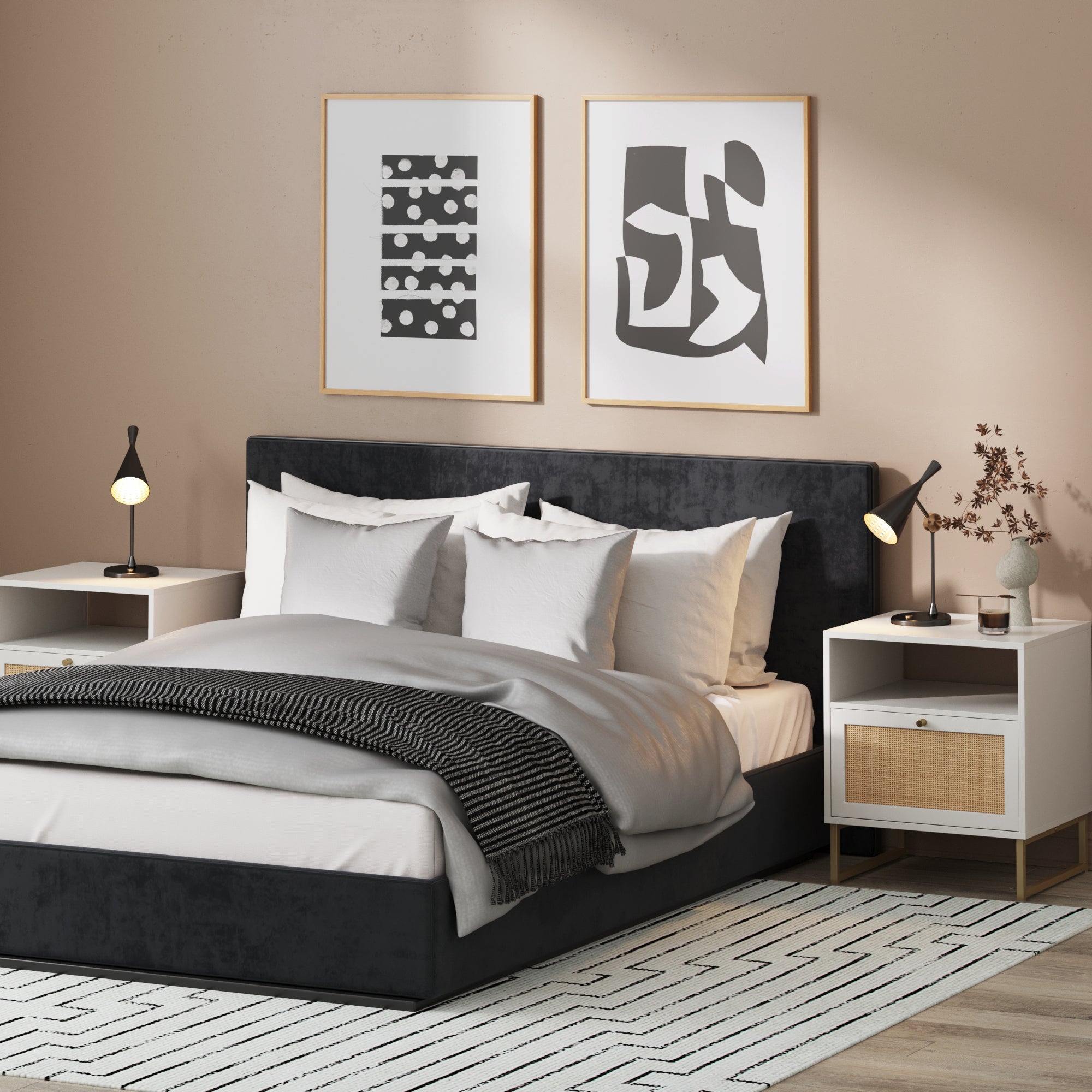 Rattan & Wood Nightstand