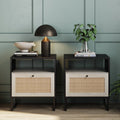 Rattan & Wood Nightstand