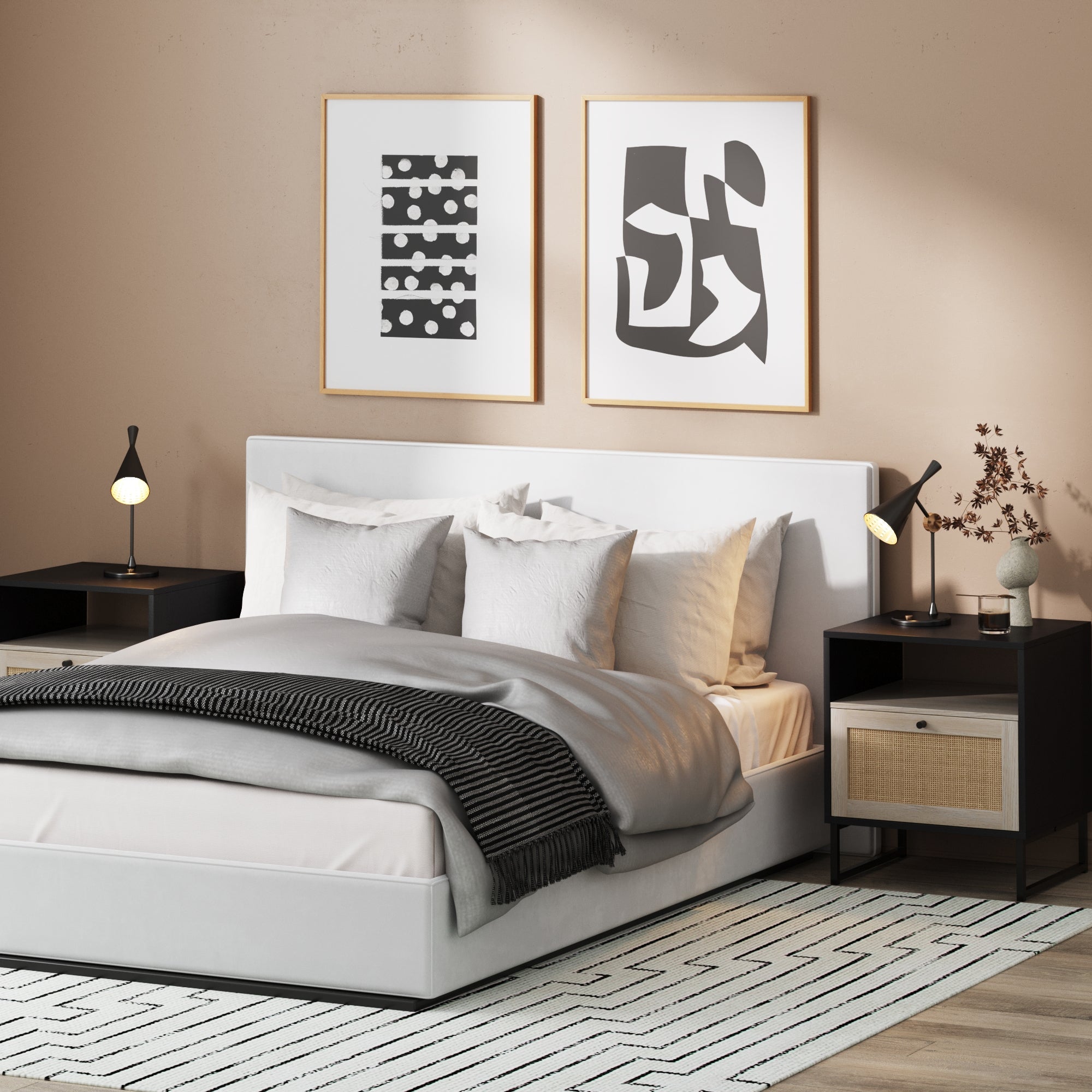 Rattan & Wood Nightstand
