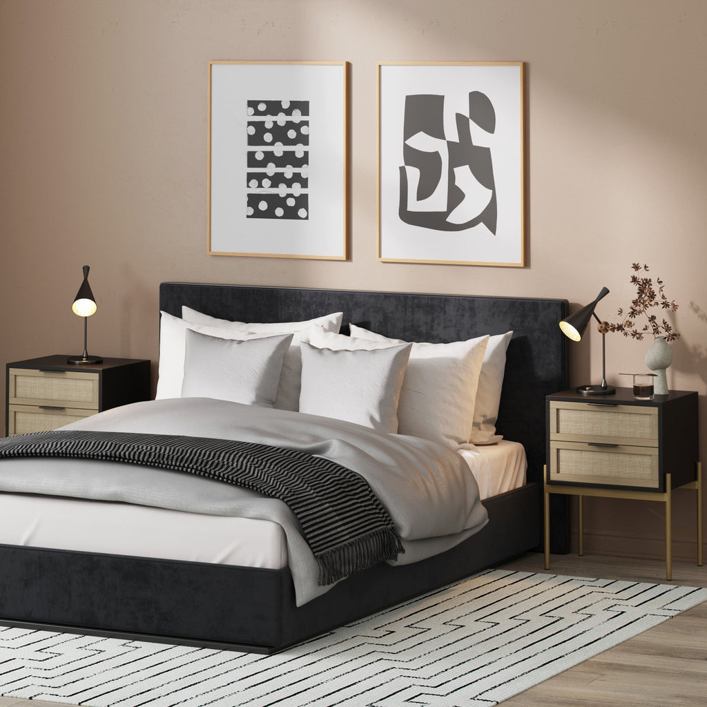 Wood & Rattan Nightstand