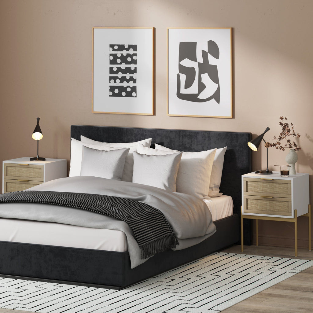 Wood & Rattan Nightstand