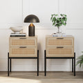 Wood & Rattan Nightstand