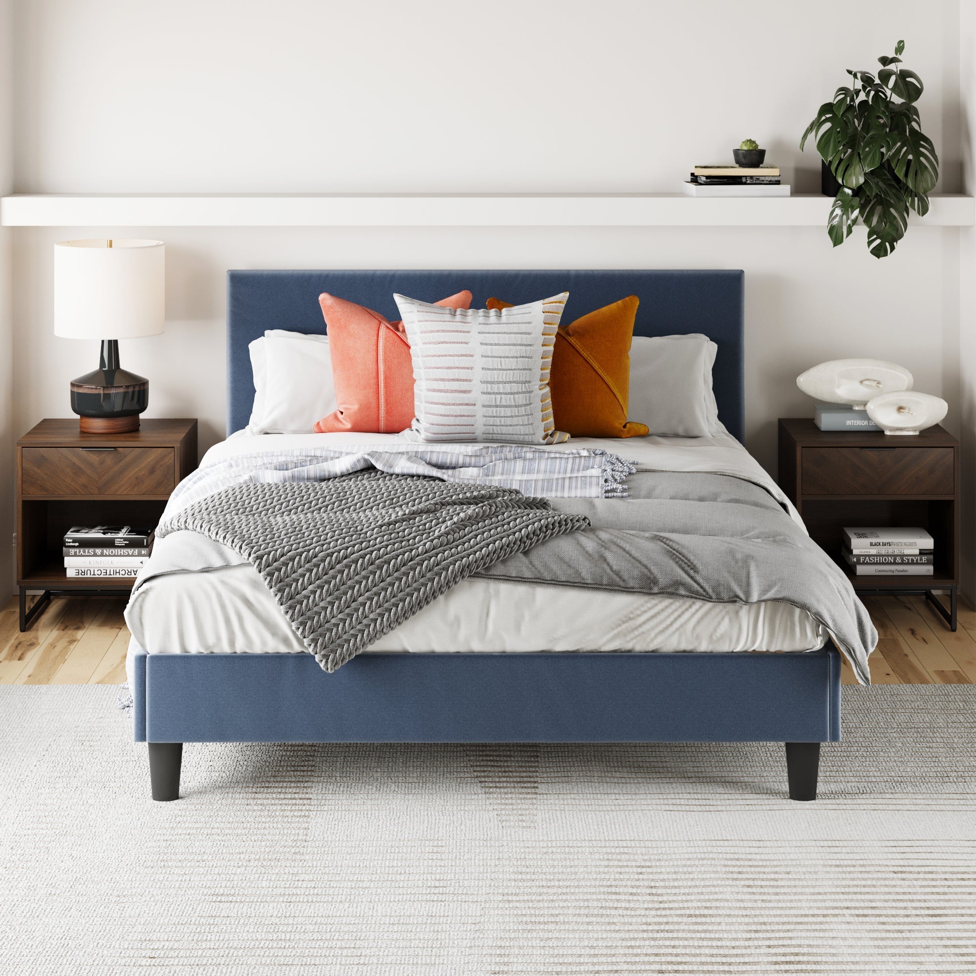 Wood Herringbone Nightstand