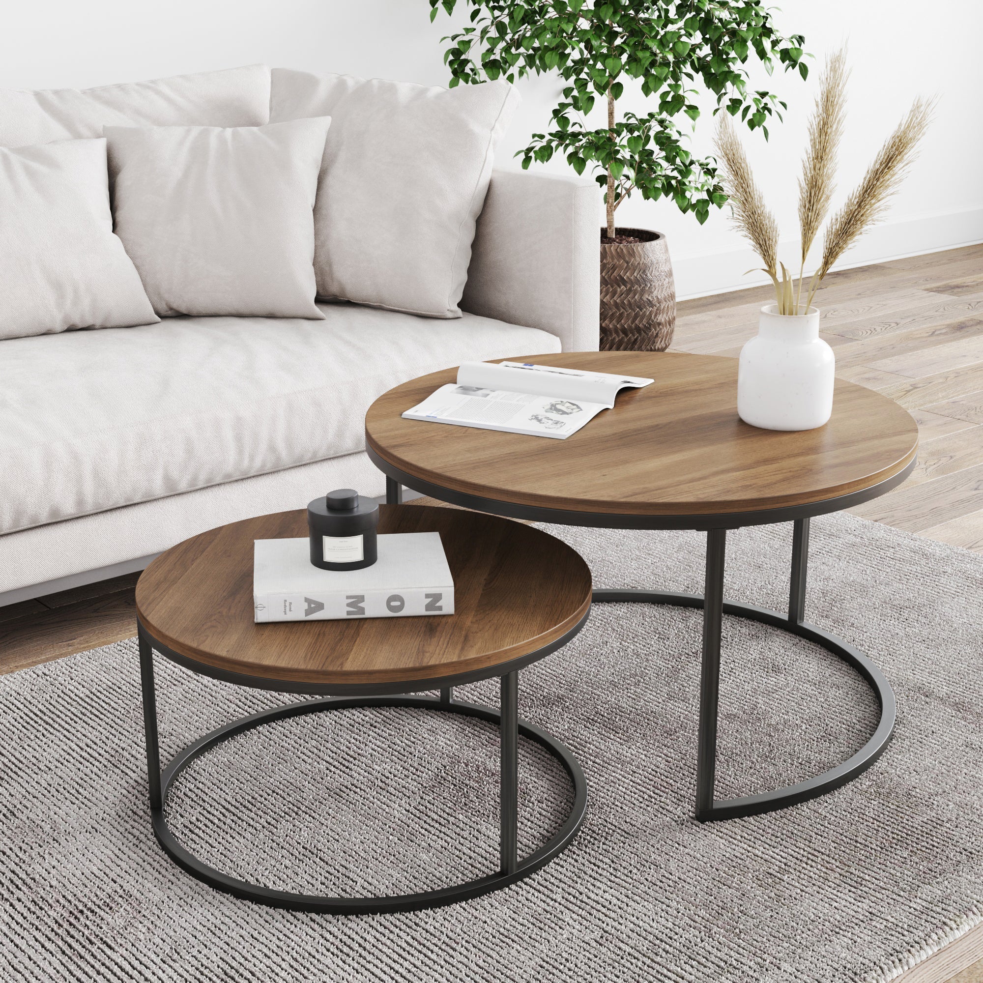 Round Nesting Coffee Table Set Reclaimed