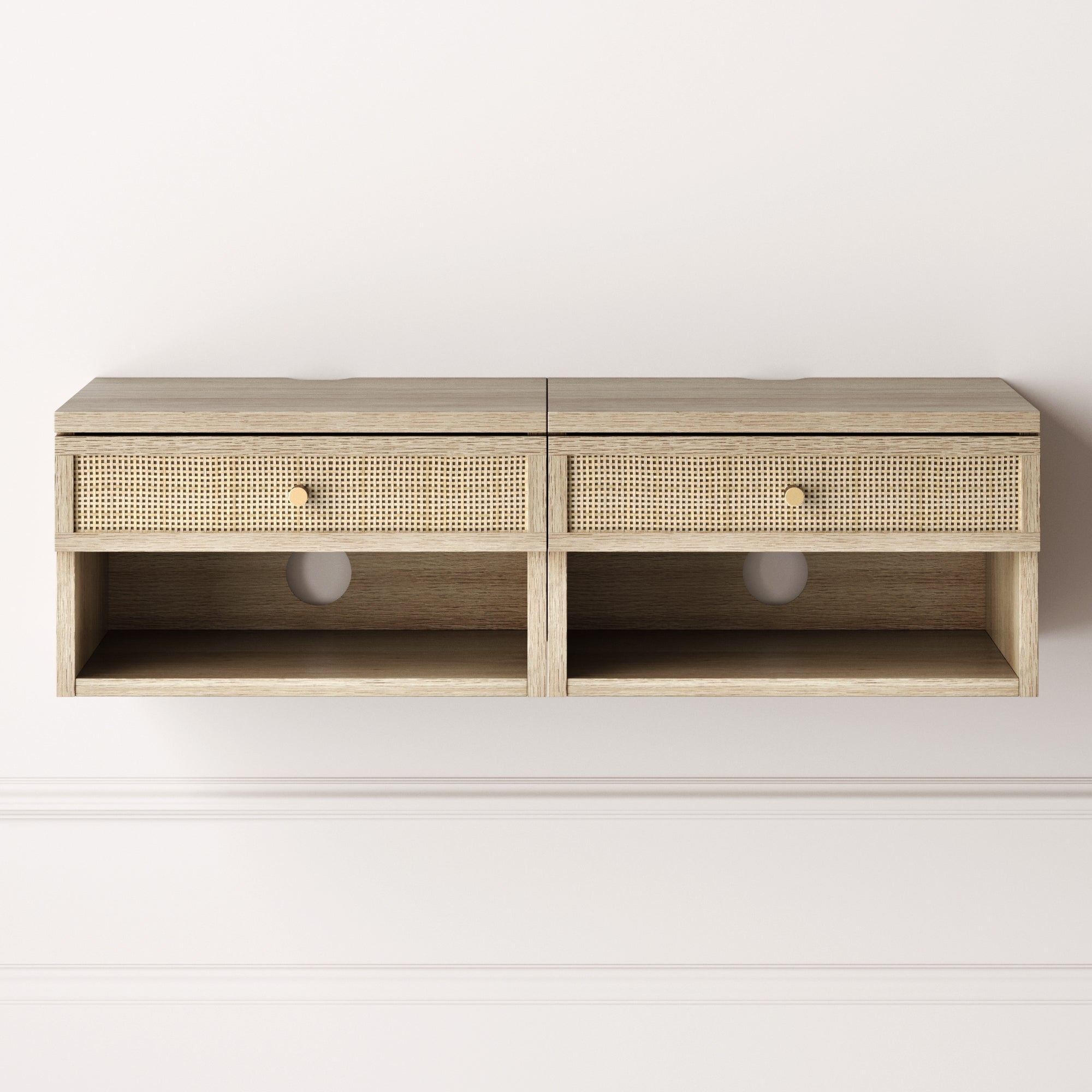 Rattan Floating Nightstand